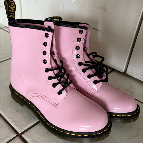 Dr. Martens Shoes - Dr. Martens Glossy Pink Combat Boots